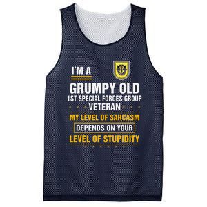 Grumpy Old 1st Special Forces Group Veteran Father Day Mesh Reversible Basketball Jersey Tank