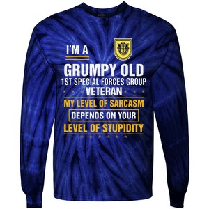 Grumpy Old 1st Special Forces Group Veteran Father Day Tie-Dye Long Sleeve Shirt