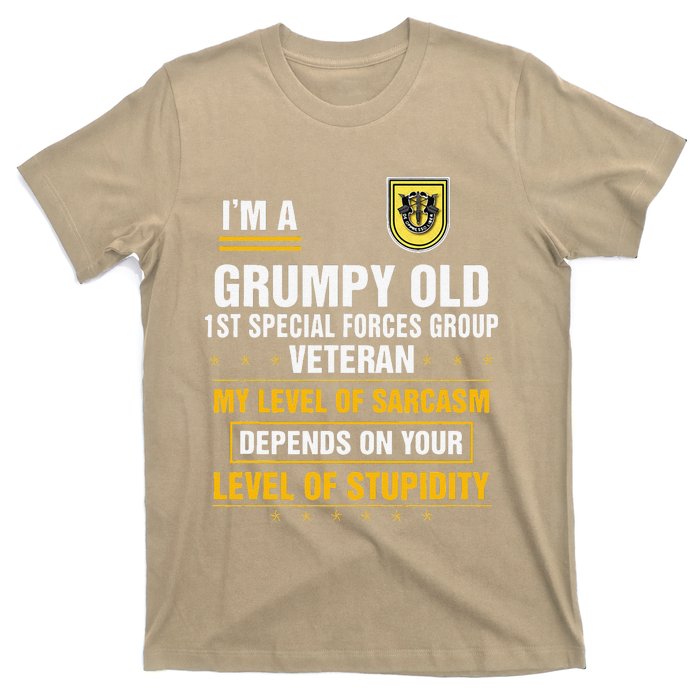 Grumpy Old 1st Special Forces Group Veteran Father Day T-Shirt