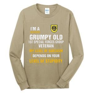 Grumpy Old 1st Special Forces Group Veteran Father Day Tall Long Sleeve T-Shirt