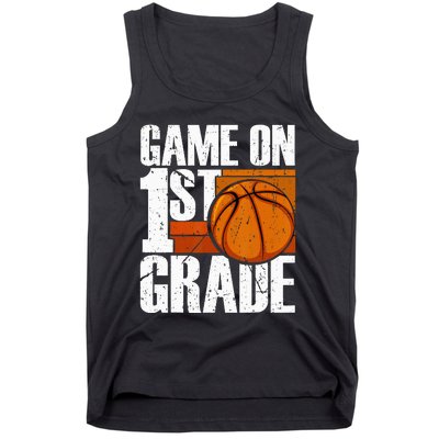 Game On 1st Grade Basketball Back To School First Grade Team Tank Top