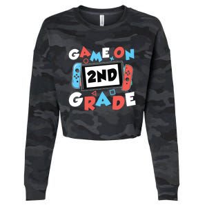 Game On 2nd Grade Second First Day School Gaming Gamer Cropped Pullover Crew