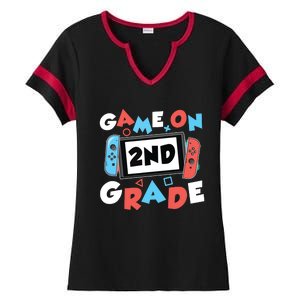 Game On 2nd Grade Second First Day School Gaming Gamer Ladies Halftime Notch Neck Tee