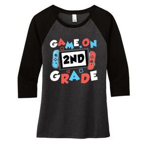 Game On 2nd Grade Second First Day School Gaming Gamer Women's Tri-Blend 3/4-Sleeve Raglan Shirt