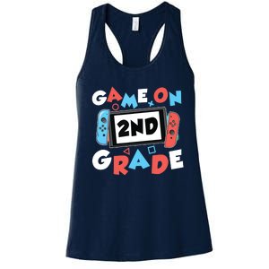 Game On 2nd Grade Second First Day School Gaming Gamer Women's Racerback Tank