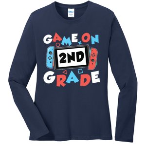 Game On 2nd Grade Second First Day School Gaming Gamer Ladies Long Sleeve Shirt