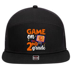 Game On 2Nd Grade Basketball Back To School Students Gift 7 Panel Mesh Trucker Snapback Hat