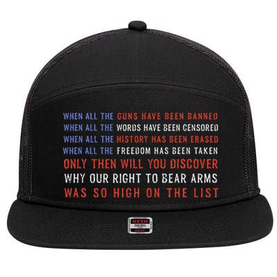 Gun Owner 2a Second Amendment Freedom Flag Quote 7 Panel Mesh Trucker Snapback Hat