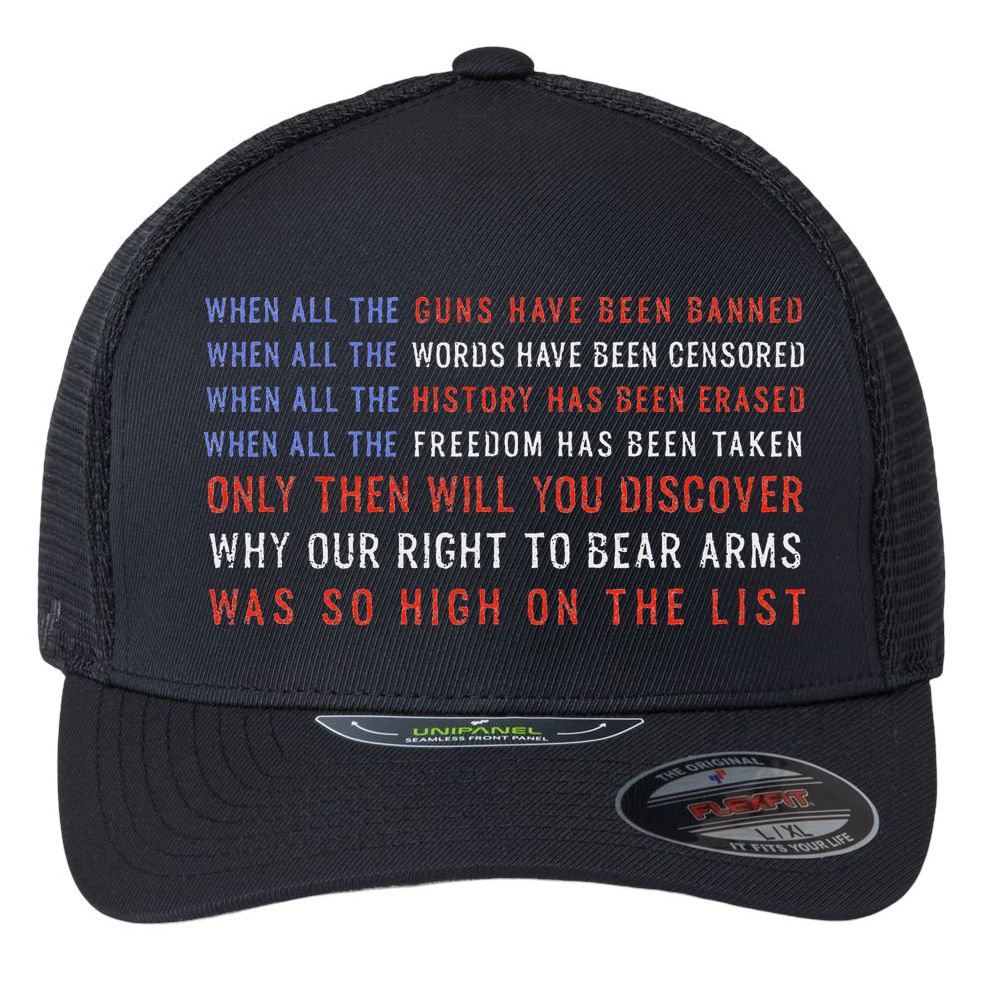 Gun Owner 2a Second Amendment Freedom Flag Quote Flexfit Unipanel Trucker Cap