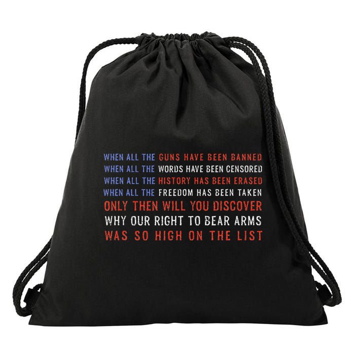 Gun Owner 2a Second Amendment Freedom Flag Quote Drawstring Bag