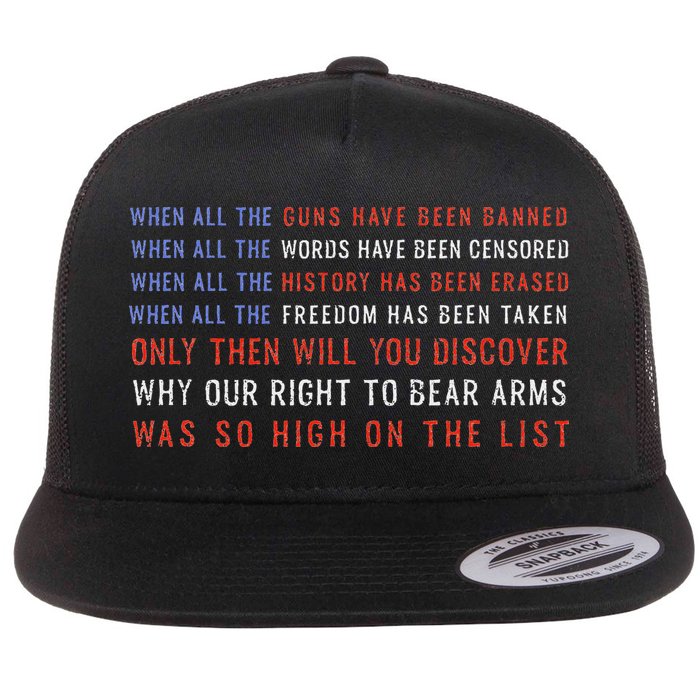Gun Owner 2a Second Amendment Freedom Flag Quote Flat Bill Trucker Hat