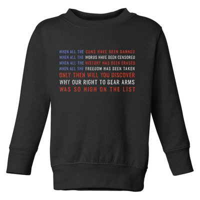 Gun Owner 2a Second Amendment Freedom Flag Quote Toddler Sweatshirt