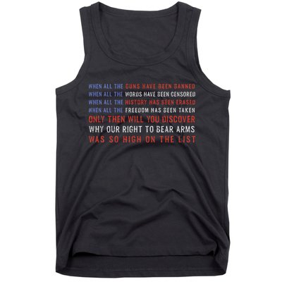 Gun Owner 2a Second Amendment Freedom Flag Quote Tank Top