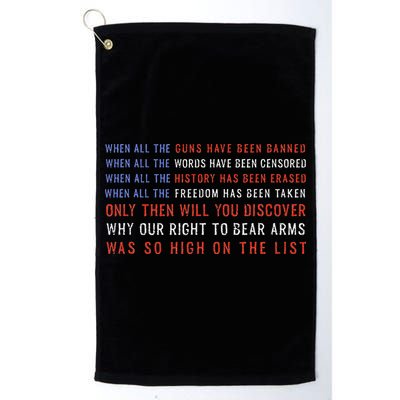 Gun Owner 2a Second Amendment Freedom Flag Quote Golf Towel