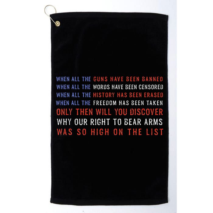Gun Owner 2a Second Amendment Freedom Flag Quote Golf Towel