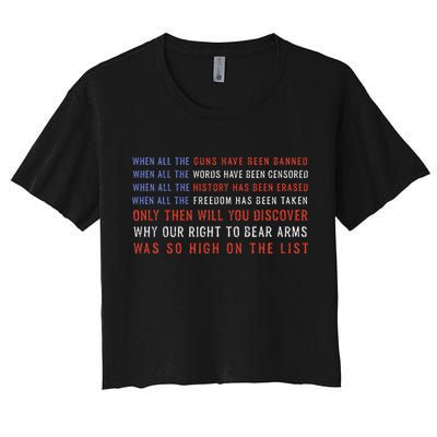 Gun Owner 2a Second Amendment Freedom Flag Quote Women's Crop Top Tee