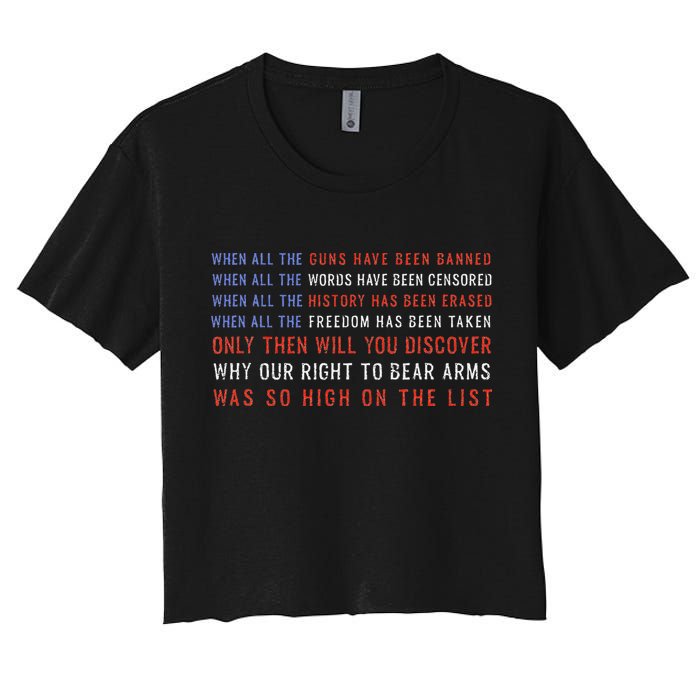 Gun Owner 2a Second Amendment Freedom Flag Quote Women's Crop Top Tee