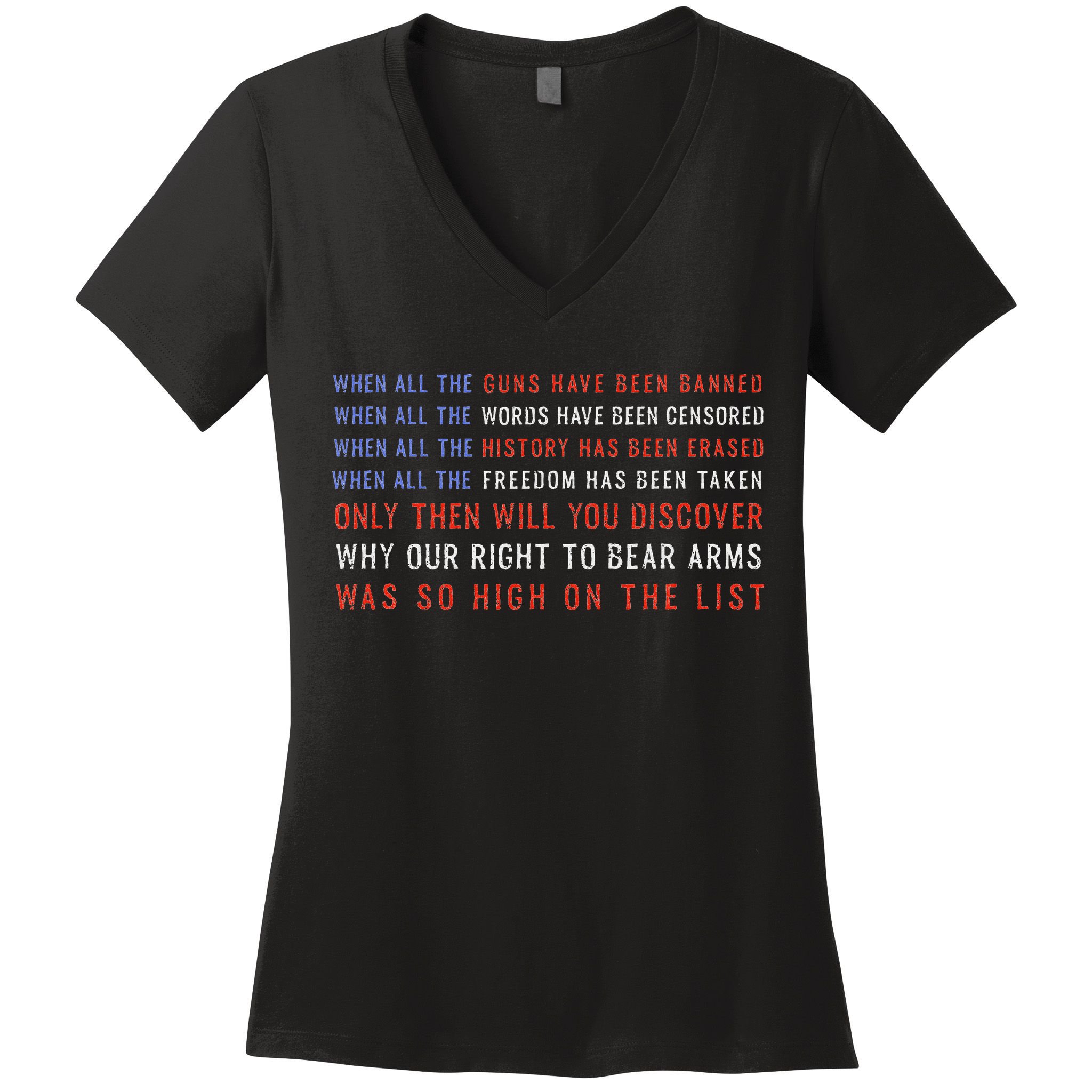 Gun Owner 2a Second Amendment Freedom Flag Quote Women's V-Neck T-Shirt