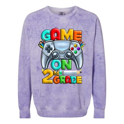 Game On 2nd Grade Back To School 2nd Grade Level Unlocked Colorblast Crewneck Sweatshirt