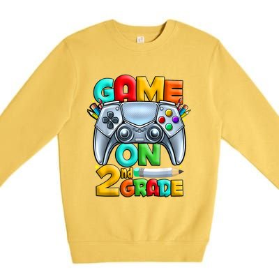 Game On 2nd Grade Back To School 2nd Grade Level Unlocked Premium Crewneck Sweatshirt