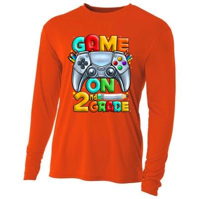 Game On 2nd Grade Back To School 2nd Grade Level Unlocked Cooling Performance Long Sleeve Crew