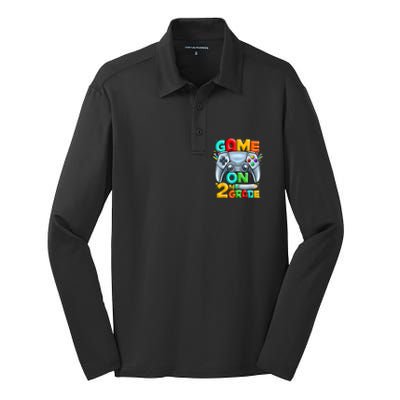 Game On 2nd Grade Back To School 2nd Grade Level Unlocked Silk Touch Performance Long Sleeve Polo