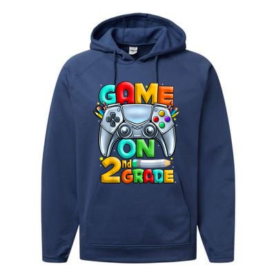 Game On 2nd Grade Back To School 2nd Grade Level Unlocked Performance Fleece Hoodie