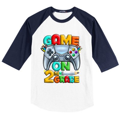 Game On 2nd Grade Back To School 2nd Grade Level Unlocked Baseball Sleeve Shirt