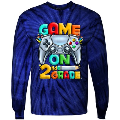 Game On 2nd Grade Back To School 2nd Grade Level Unlocked Tie-Dye Long Sleeve Shirt