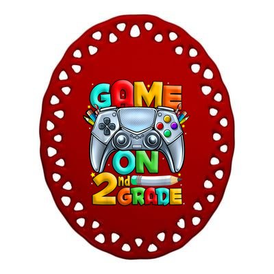 Game On 2nd Grade Back To School 2nd Grade Level Unlocked Ceramic Oval Ornament