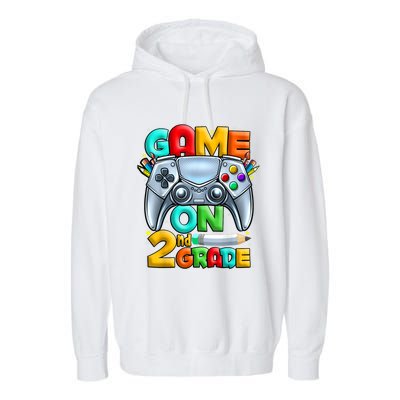 Game On 2nd Grade Back To School 2nd Grade Level Unlocked Garment-Dyed Fleece Hoodie