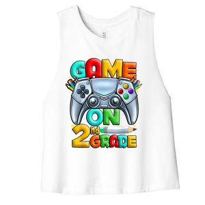 Game On 2nd Grade Back To School 2nd Grade Level Unlocked Women's Racerback Cropped Tank