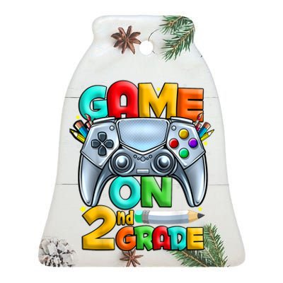 Game On 2nd Grade Back To School 2nd Grade Level Unlocked Ceramic Bell Ornament