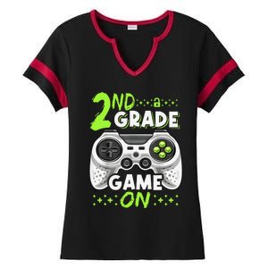 Game On 2nd Grade Back To School Funny Gamer Ladies Halftime Notch Neck Tee