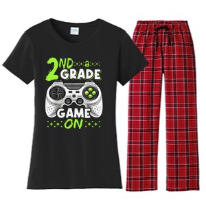 Game On 2nd Grade Back To School Funny Gamer Women's Flannel Pajama Set