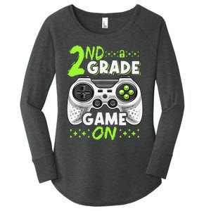 Game On 2nd Grade Back To School Funny Gamer Women's Perfect Tri Tunic Long Sleeve Shirt