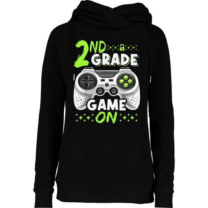 Game On 2nd Grade Back To School Funny Gamer Womens Funnel Neck Pullover Hood