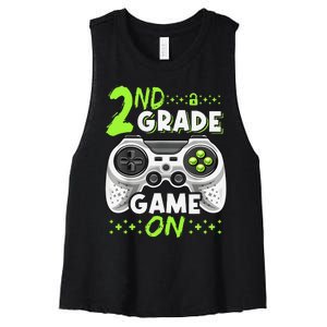 Game On 2nd Grade Back To School Funny Gamer Women's Racerback Cropped Tank