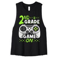 Game On 2nd Grade Back To School Funny Gamer Women's Racerback Cropped Tank