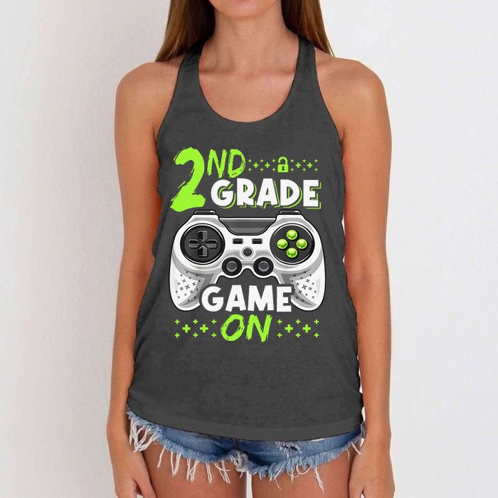 Game On 2nd Grade Back To School Funny Gamer Women's Knotted Racerback Tank