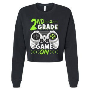 Game On 2nd Grade Back To School Funny Gamer Cropped Pullover Crew