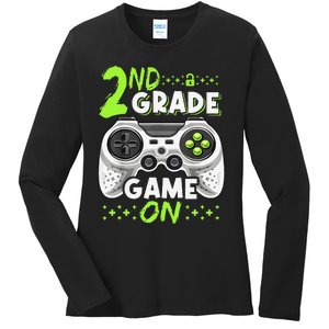 Game On 2nd Grade Back To School Funny Gamer Ladies Long Sleeve Shirt