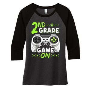 Game On 2nd Grade Back To School Funny Gamer Women's Tri-Blend 3/4-Sleeve Raglan Shirt