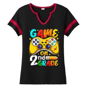 Game On 2nd Grade Back To School Gamer Ladies Halftime Notch Neck Tee