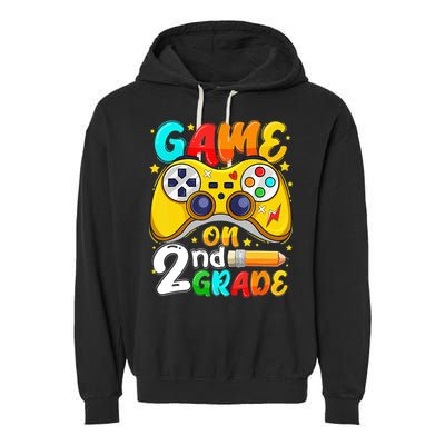 Game On 2nd Grade Back To School Gamer Garment-Dyed Fleece Hoodie