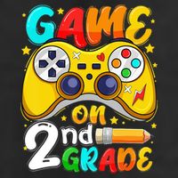 Game On 2nd Grade Back To School Gamer 7 Panel Mesh Trucker Snapback Hat
