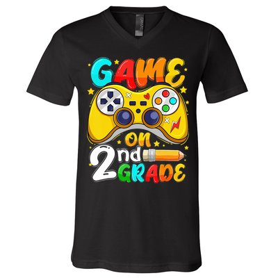 Game On 2nd Grade Back To School Gamer V-Neck T-Shirt
