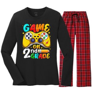 Game On 2nd Grade Back To School Gamer Women's Long Sleeve Flannel Pajama Set 