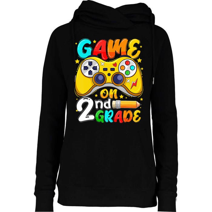 Game On 2nd Grade Back To School Gamer Womens Funnel Neck Pullover Hood