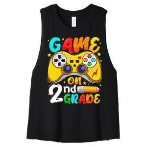 Game On 2nd Grade Back To School Gamer Women's Racerback Cropped Tank